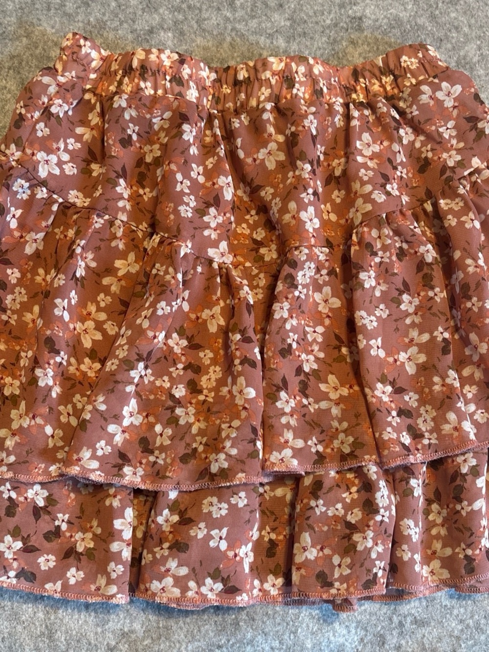 Girls' Tiered Floral Ruffle Skirt - Mauve Pink